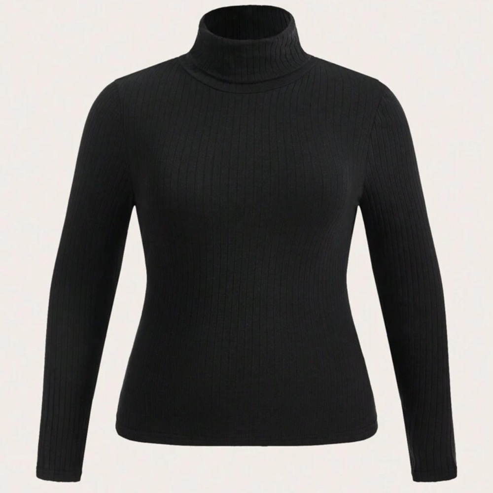 SHEIN BASICS Plus Size Ribbed Knit Tee